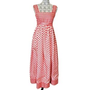 VINTAGE Dominic Rompollo Polka Dot and Striped Dress with Matching Scarf